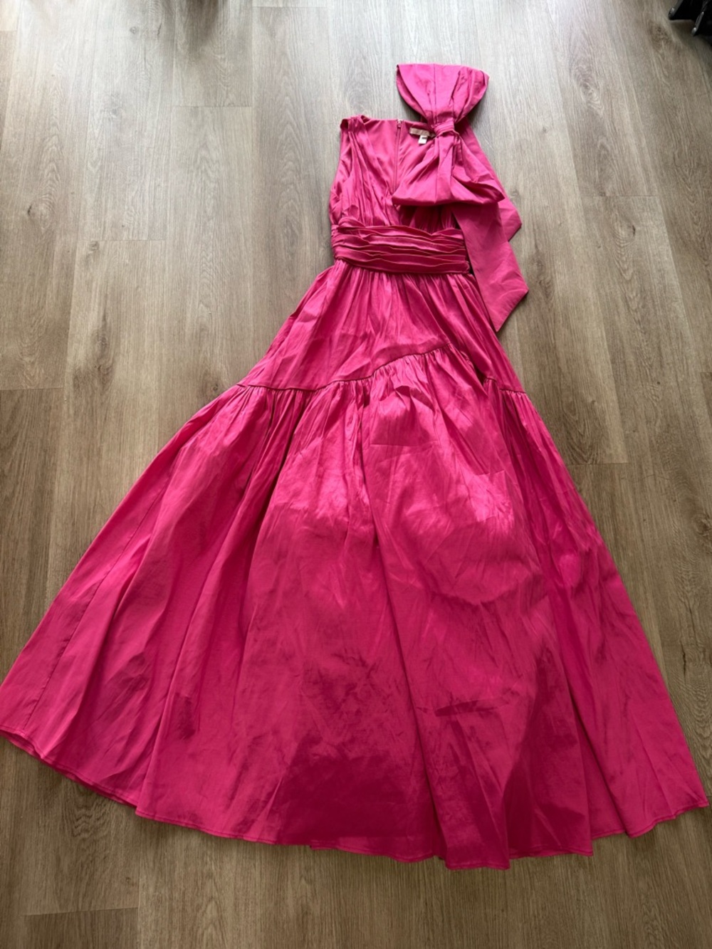 hutch hot pink oversized bow detail draped maxi gown dress size small NEW
